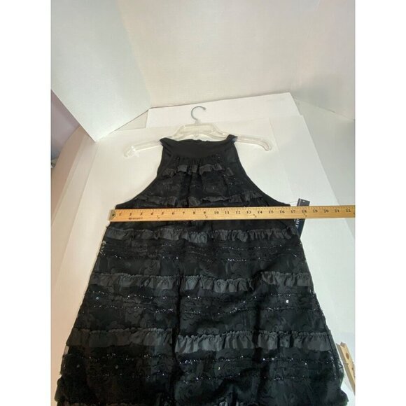 R & M Richards Dressy Black Halter Blouse Lace Ruffle Sparkle Women's Medium NWT - Picture 8 of 9